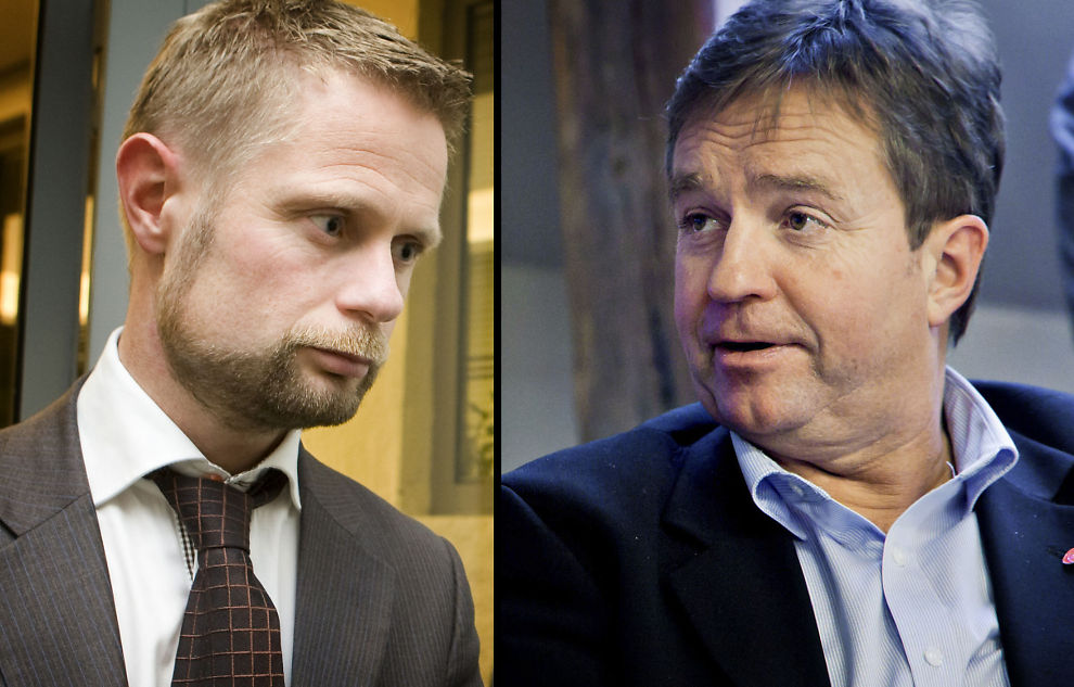 ... regjeringen er dobbeltmoralsk i vikardebatten, mens Aps Tore Hagebakken mener argumentasjonen hans er patetisk. Foto: Roald Berit/ Sørbø Krister SCANPIX - Bent_Hoye__Tore_Hagebakken